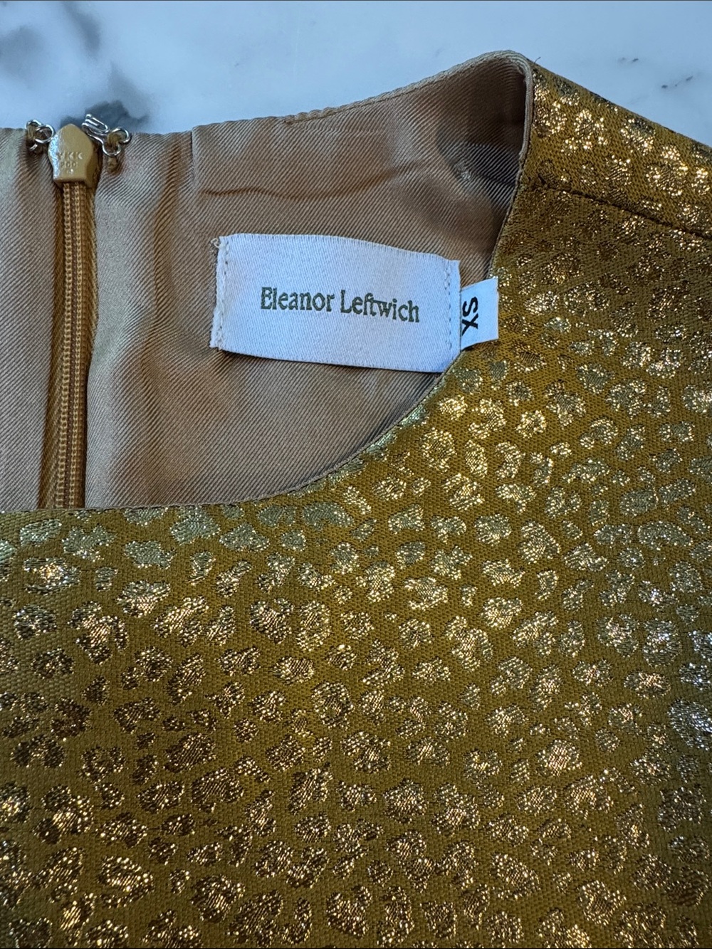 Eleanor Leftwich Gold Cheetah Embossed Top with Black Ostrich Hem - Picture 2 of 6